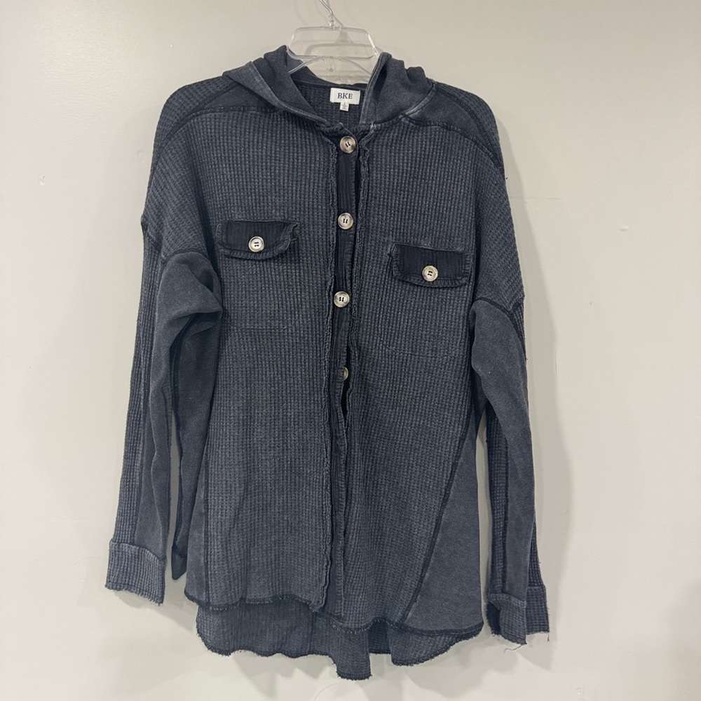 BKE Charcoal Hooded Shirt Size Large